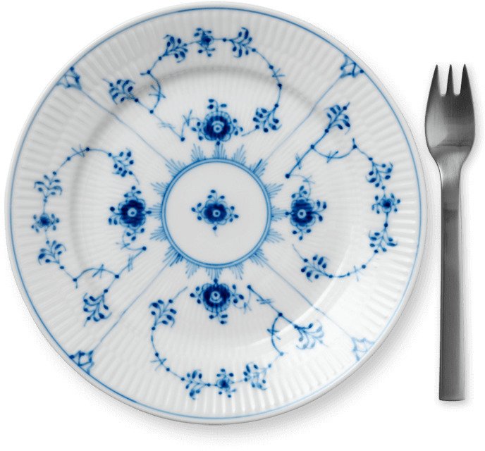 Royal Copenhagen Musselmalet Riflet Tallerken 19 cm