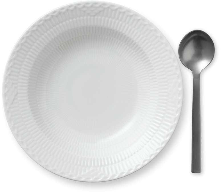 Royal Copenhagen Hvid Halvblonde Dyb Tallerken 21 cm