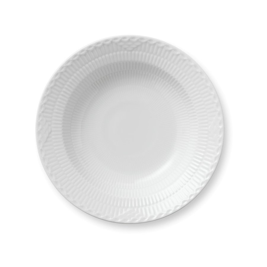 Royal Copenhagen Hvid Halvblonde Dyb Tallerken 21 cm
