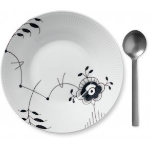 Royal Copenhagen Sort Mega Riflet Dyb Tallerken 24 cm