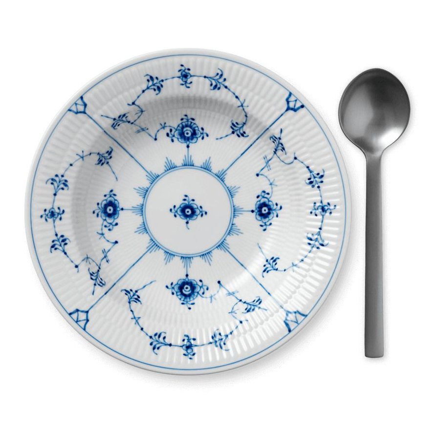 Royal Copenhagen Musselmalet Riflet Dyb Tallerken 21 cm