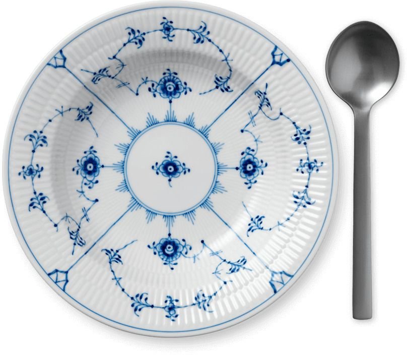 Royal Copenhagen Musselmalet Riflet Dyb Tallerken 21 cm
