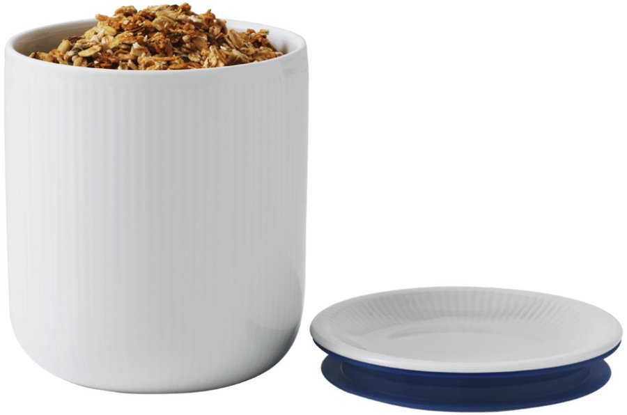 Royal Copenhagen Hvid Riflet Opbevaringskrukke 80 cl