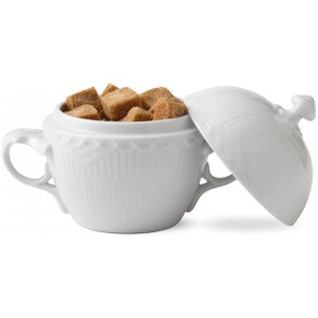 Royal Copenhagen Hvid Halvblonde Sukkerskål m. Låg