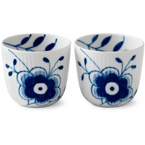 Royal Copenhagen Blå Mega Riflet Fyrfadsstage 2 stk. H6 cm