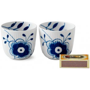Royal Copenhagen Blå Mega Riflet Fyrfadsstage 2 stk. H6 cm