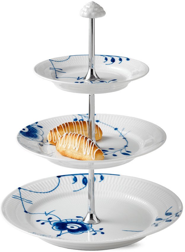 Royal Copenhagen Mega Blau Gerippt Etagere 3 tlg.