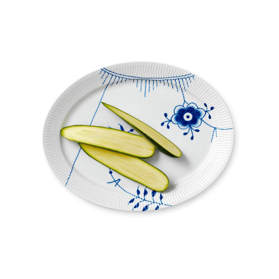 Royal Copenhagen Bl Mega Riflet Oval Tallerken 34 cm