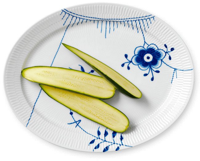 Royal Copenhagen Bl Mega Riflet Oval Tallerken 34 cm
