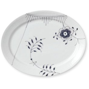 Royal Copenhagen Mega Gerippt Schwarz Ovaler Teller 34 cm