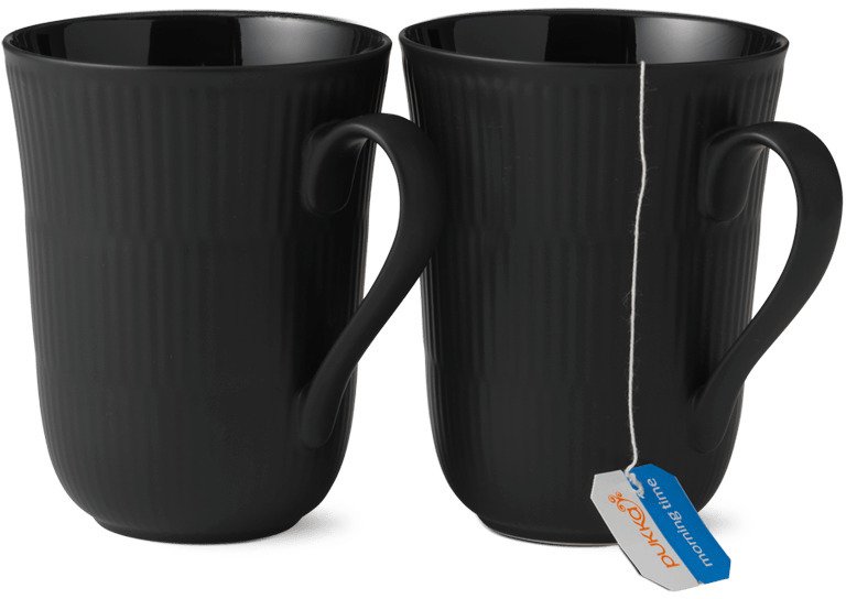 Royal Copenhagen Sort Riflet Krus 33 cl 2 stk