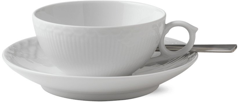 Royal Copenhagen Weiße Halbspitze Tasse mit Untertasse 20 cl