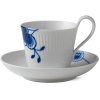 Royal Copenhagen Mega Blau Gerippt Hochhenkeltasse m. Untertasse 25 cl