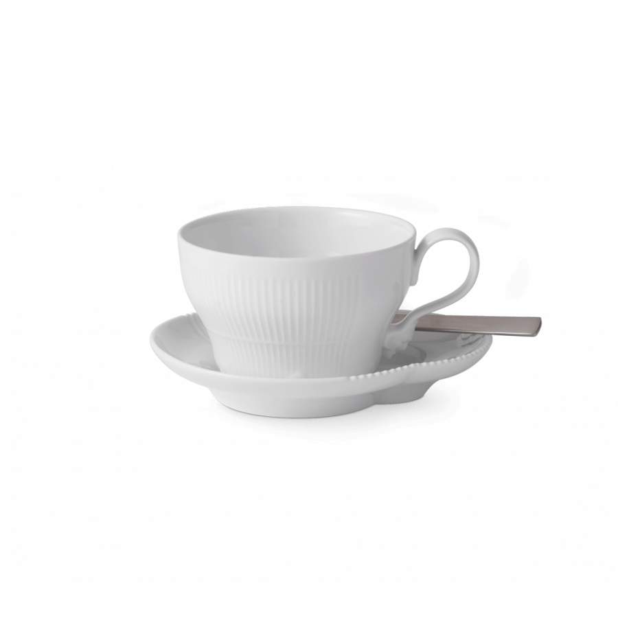 Royal Copenhagen Hvid Elements Kop m. Underkop 26cl