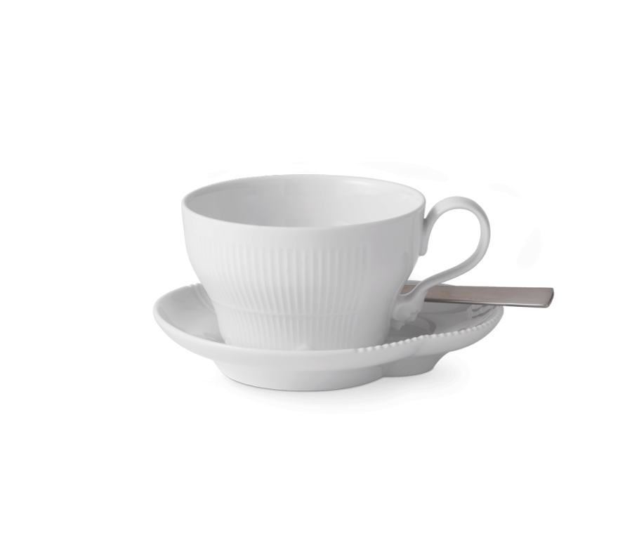 Royal Copenhagen Hvid Elements Kop m. Underkop 26cl