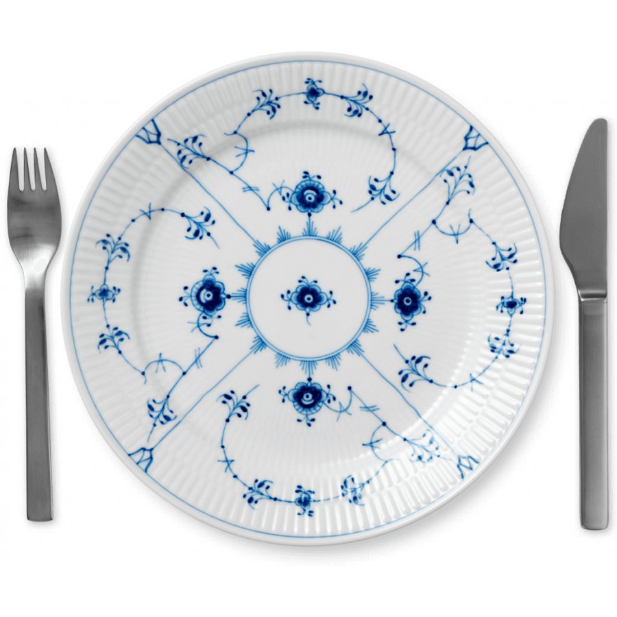 Royal Copenhagen Musselmalet Riflet Tallerken 25 cm