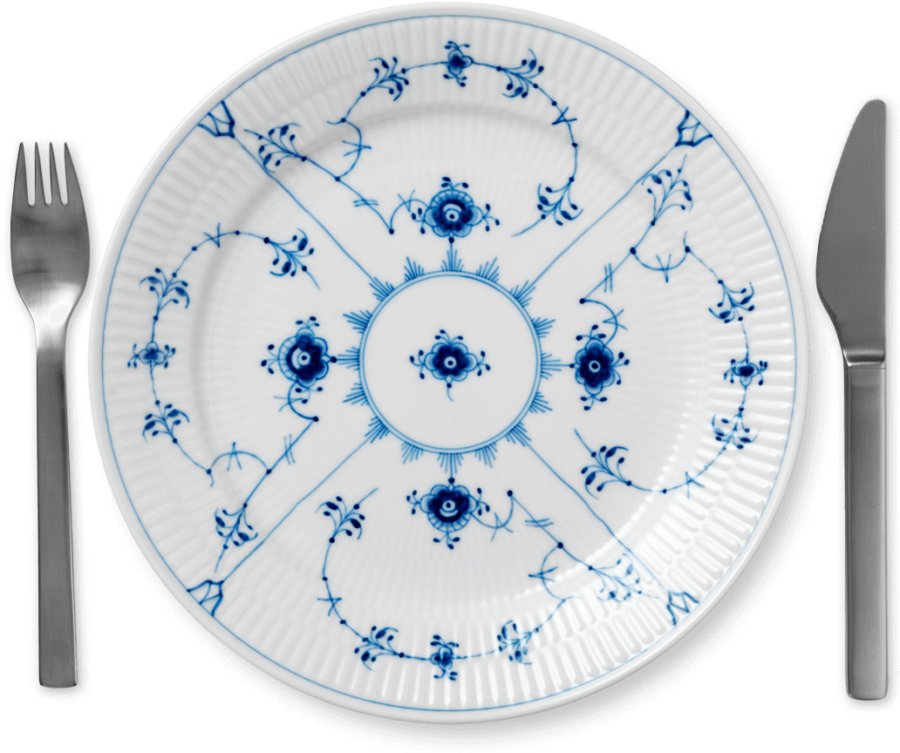 Royal Copenhagen Musselmalet Riflet Tallerken 25 cm