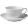 Royal Copenhagen Weiß Gerippt Tasse mit Untertasse 28 cl