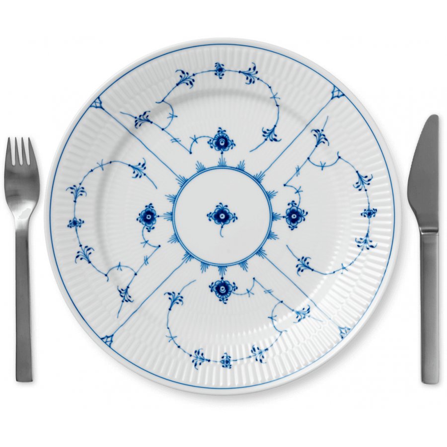 Royal Copenhagen Musselmalet Riflet Tallerken 27 cm