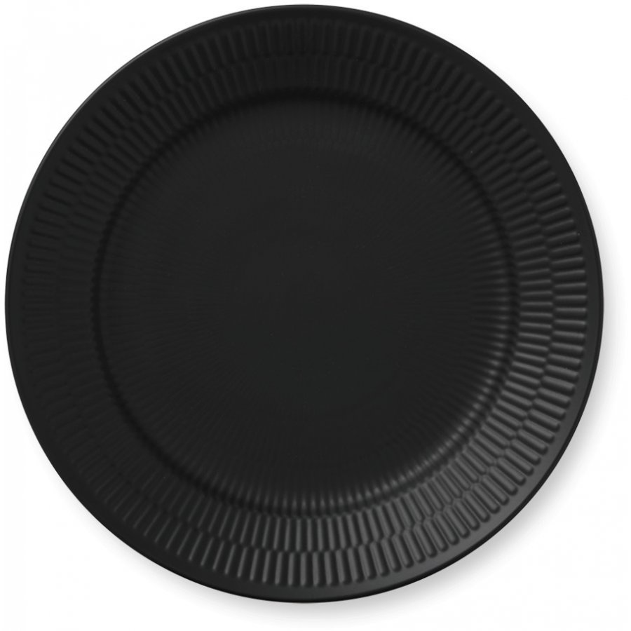 Royal Copenhagen Tallerken 27cm, Sort Riflet
