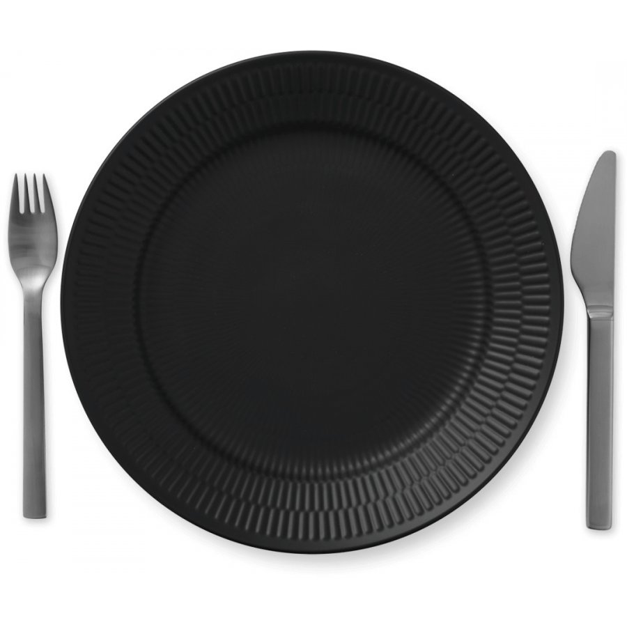 Royal Copenhagen Tallerken 27cm, Sort Riflet