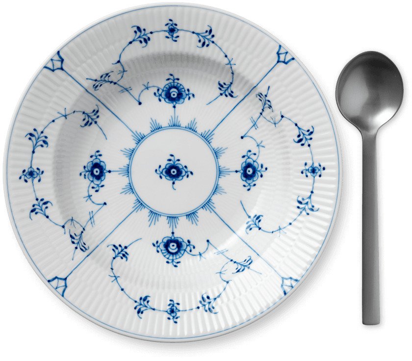Royal Copenhagen Musselmalet Riflet Dyb Tallerken 23 cm
