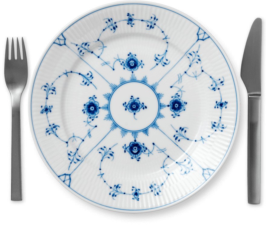 Royal Copenhagen Musselmalet Riflet Tallerken 22 cm