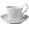 Royal Copenhagen Weiß Gerippt Hochhenkeltasse m. Untertasse 25 cl