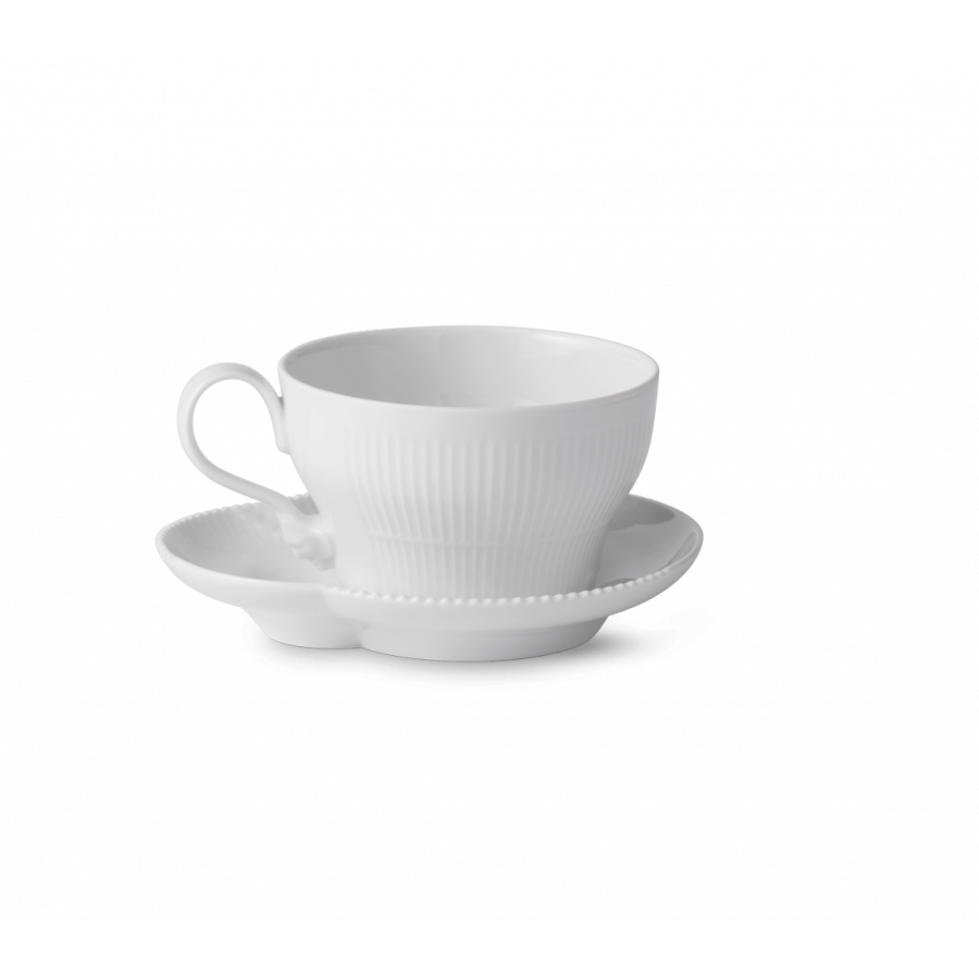 Royal Copenhagen Hvid Elements Kop m. Underkop 26cl