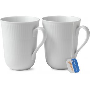 Royal Copenhagen Hvid Riflet Krus 2 stk. 33 cl