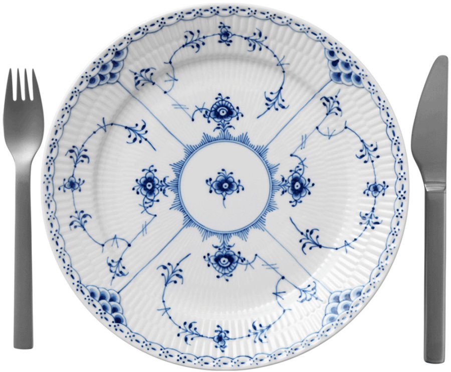 Royal Copenhagen Musselmalet Halvblonde Tallerken 25 cm