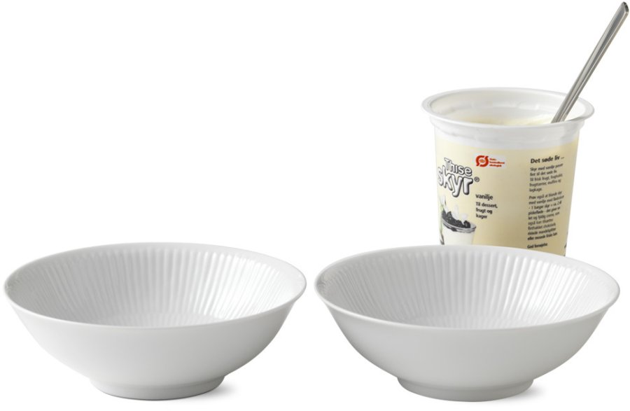 Royal Copenhagen Weiß Gerippt Portionsschale 2er Set 35 cl