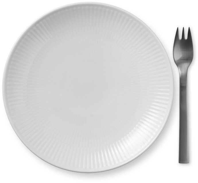 Royal Copenhagen Tallerken Coupe 19cm, Hvid Riflet
