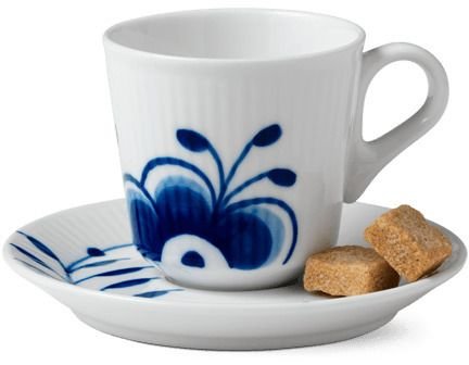 Royal Copenhagen Bl� Mega Riflet Espressokop m. Underkop 9 cl