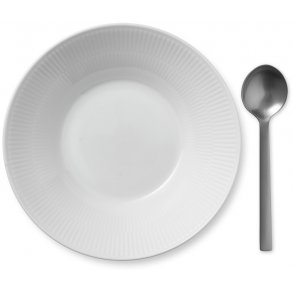 Royal Copenhagen Hvid Riflet Dyb Tallerken 24 cm