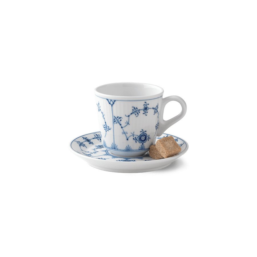 Royal Copenhagen Musselmalet Riflet Espressokop m. Underkop 9 cl