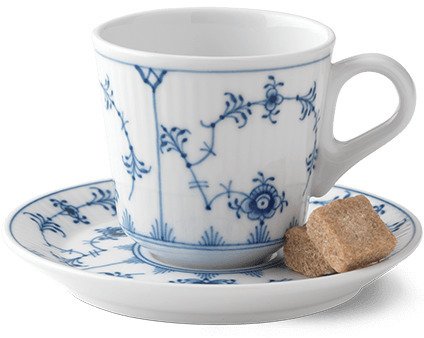 Royal Copenhagen Musselmalet Riflet Espressokop m. Underkop 9 cl
