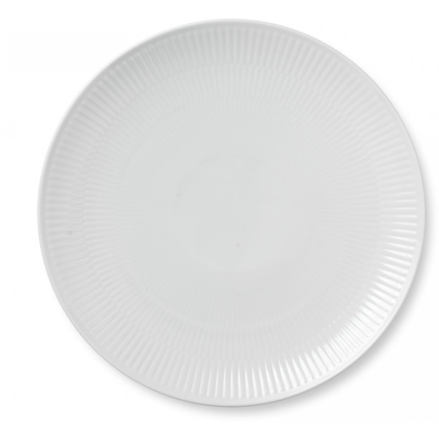 Royal Copenhagen Tallerken Coupe 27cm, Hvid Riflet