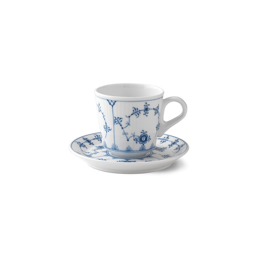 Royal Copenhagen Musselmalet Riflet Espressokop m. Underkop 9 cl