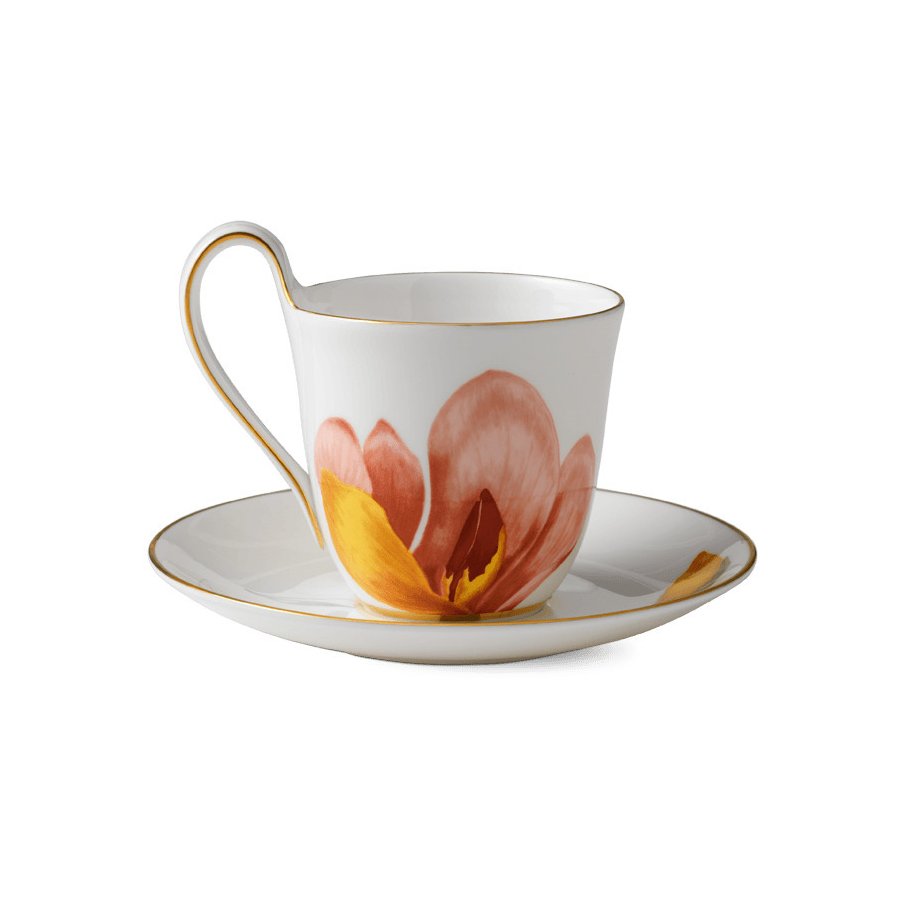 Royal Copenhagen Flora Hochhenkeltasse m. Untertasse 27 cl, Magnolie