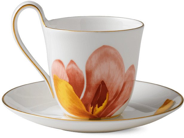 Royal Copenhagen Flora Hochhenkeltasse m. Untertasse 27 cl, Magnolie