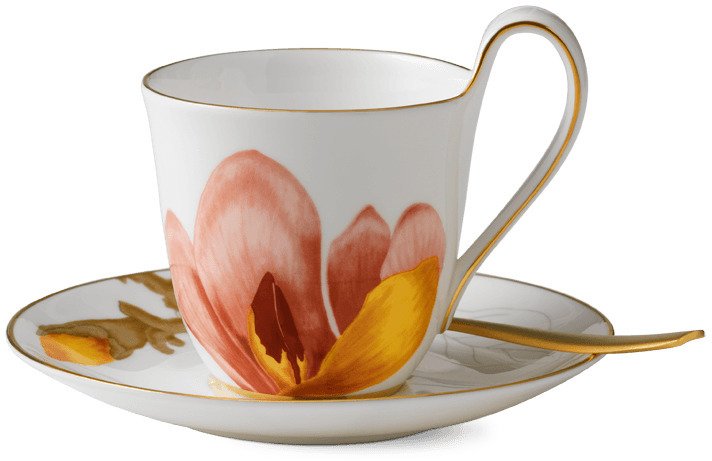 Royal Copenhagen Flora Hochhenkeltasse m. Untertasse 27 cl, Magnolie