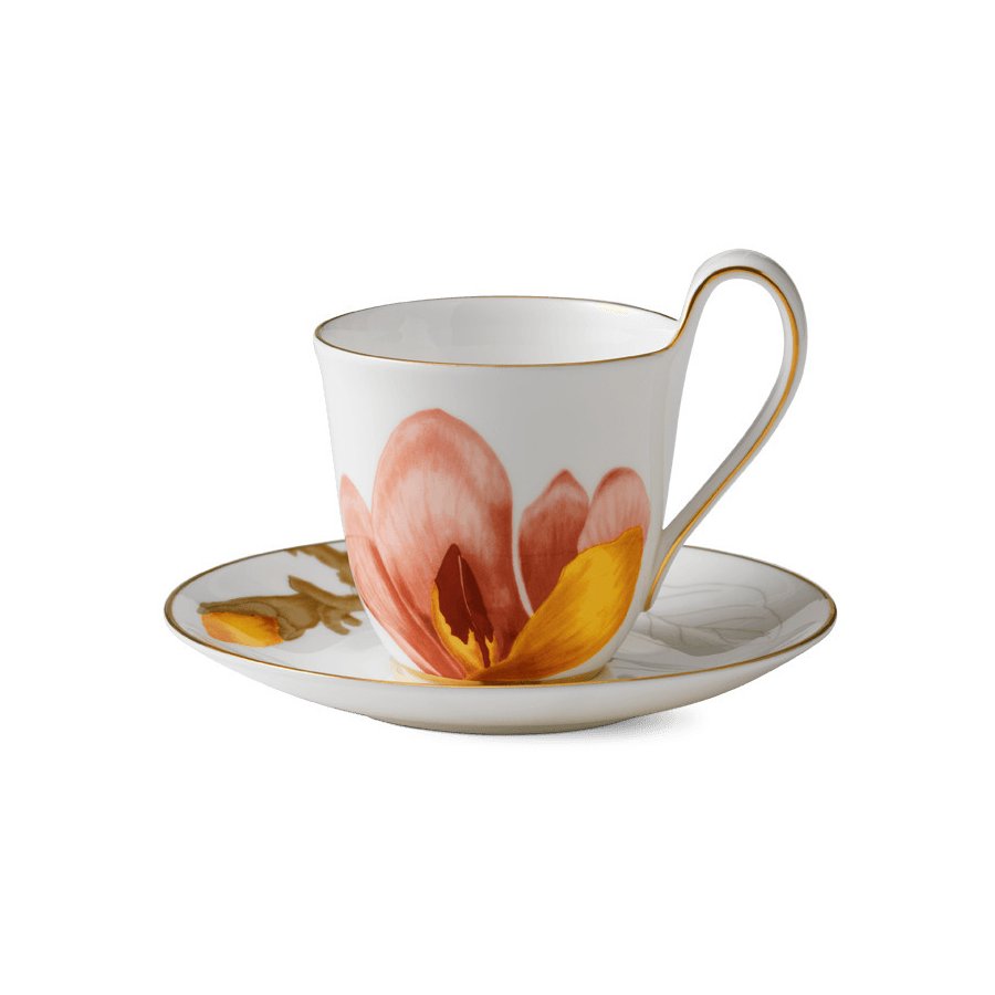 Royal Copenhagen Flora Hochhenkeltasse m. Untertasse 27 cl, Magnolie