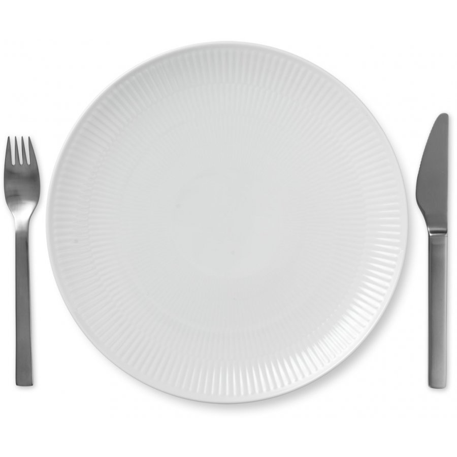 Royal Copenhagen Tallerken Coupe 27cm, Hvid Riflet
