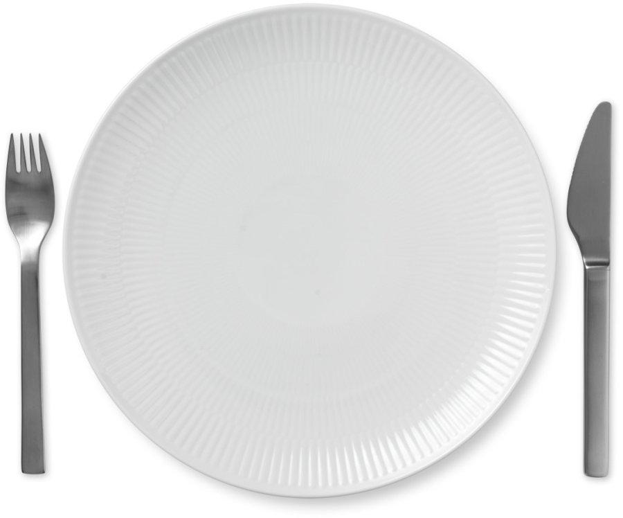 Royal Copenhagen Tallerken Coupe 27cm, Hvid Riflet