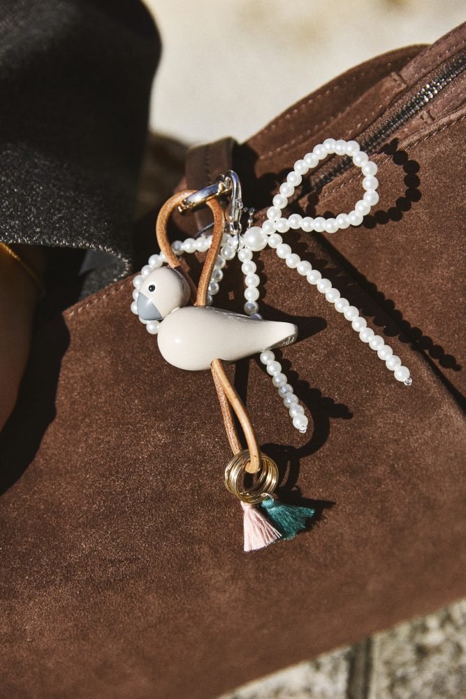 Kay Bojesen Schl&uuml;sselanh&auml;nger Vogel H6 cm, Sand/Gold