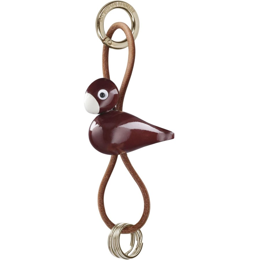 Kay Bojesen Schl&uuml;sselanh&auml;nger Vogel H6 cm, Burgunderrot/Gold