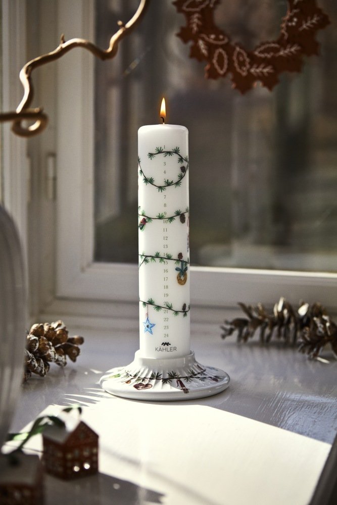 K�hler Hammersh�i Christmas Kalenderlys 2026 �5/H25 cm, Hvid