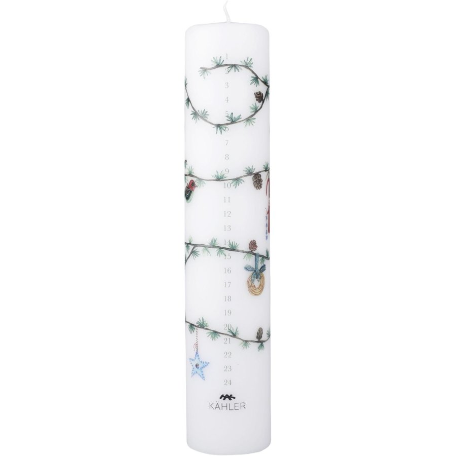 K�hler Hammersh�i Christmas Kalenderlys 2026 �5/H25 cm, Hvid