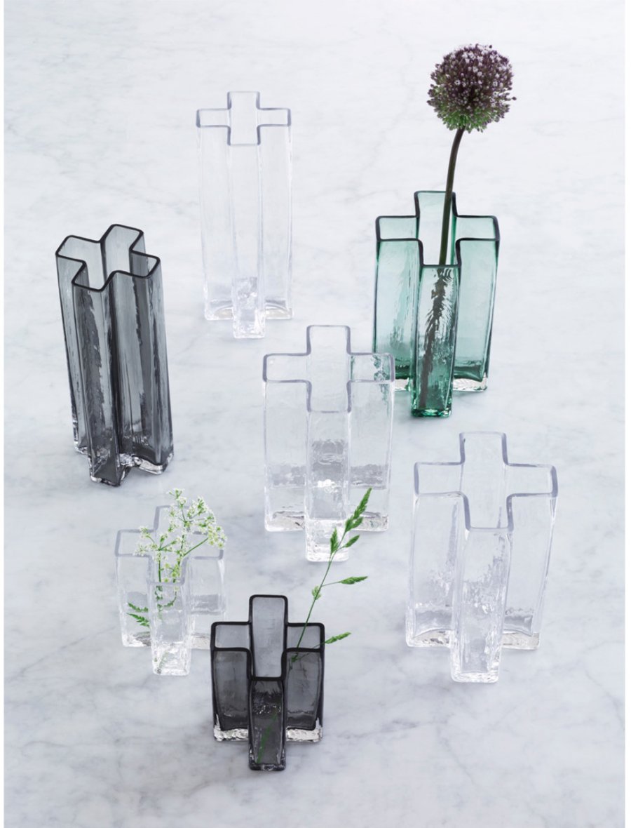 Holmegaard Crosses Vase, klar, H 25 cm